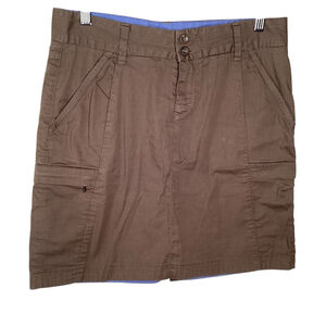 Toad‎ & Co Essie Skirt Sz 4 Brown Mini Pockets Outdoors Organic Cotton Cargo EUC